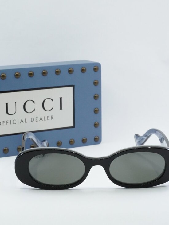 Gucci GG0517S 001 Oval Sunglasses - Black / Grey main image 12